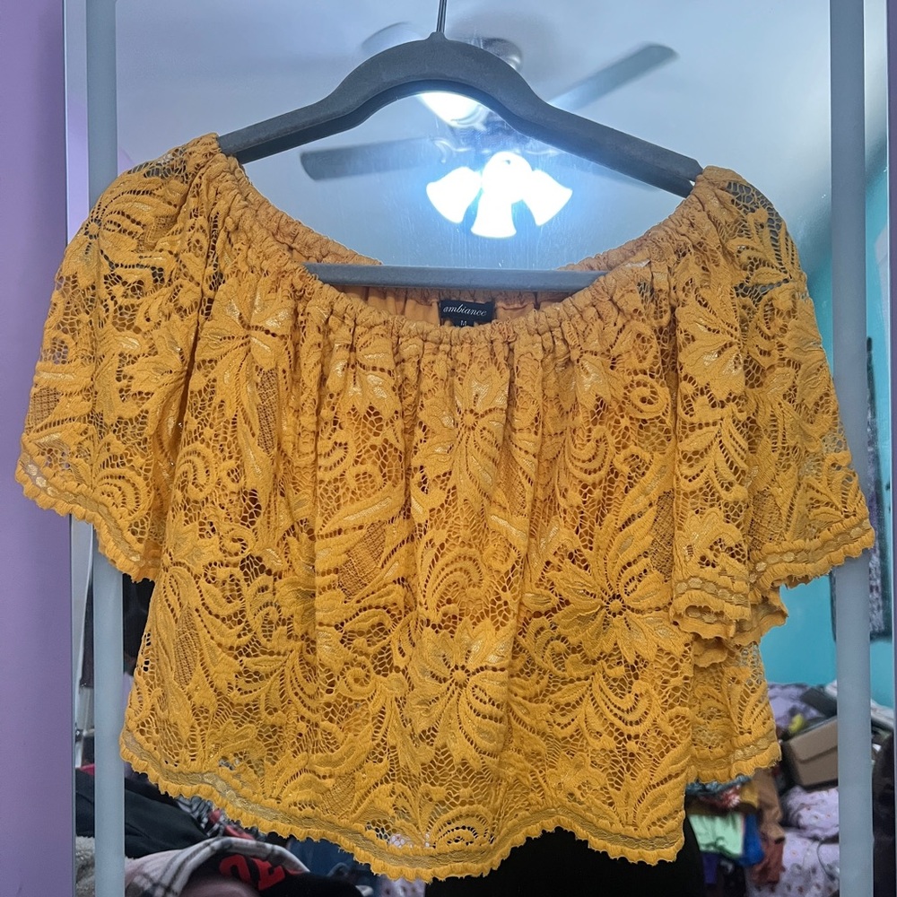 Yellow lace blouse
